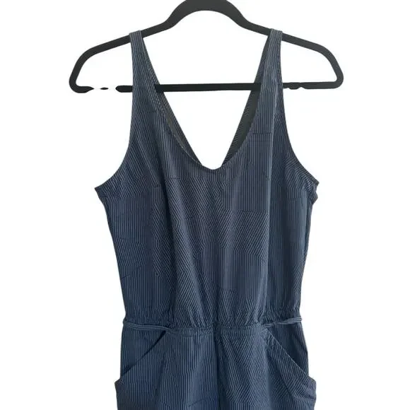 Mountain HardWear Railay Romper Womens Small Blue Striped Shorts Mesh Back - Picture 2 of 16